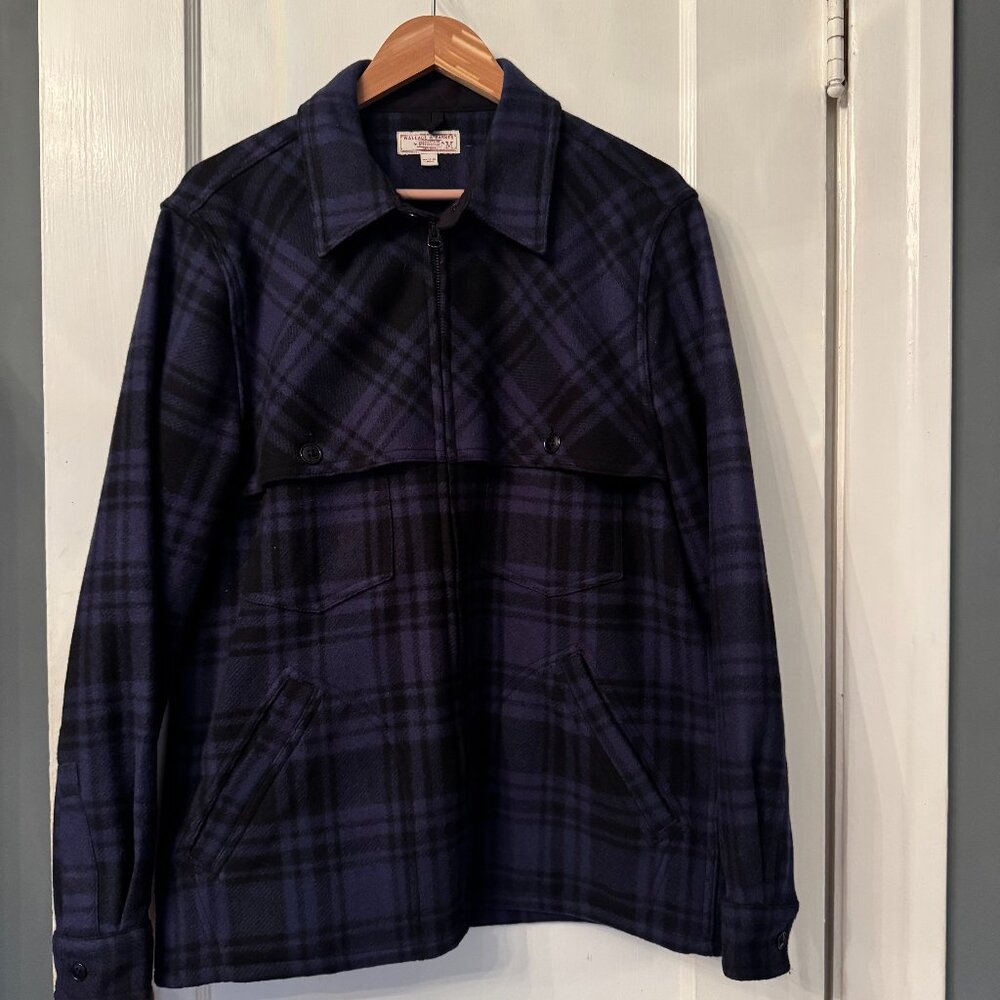 Wallace and Barnes from J. Crew zip-front wool workshirt * Medium * Navy/Black